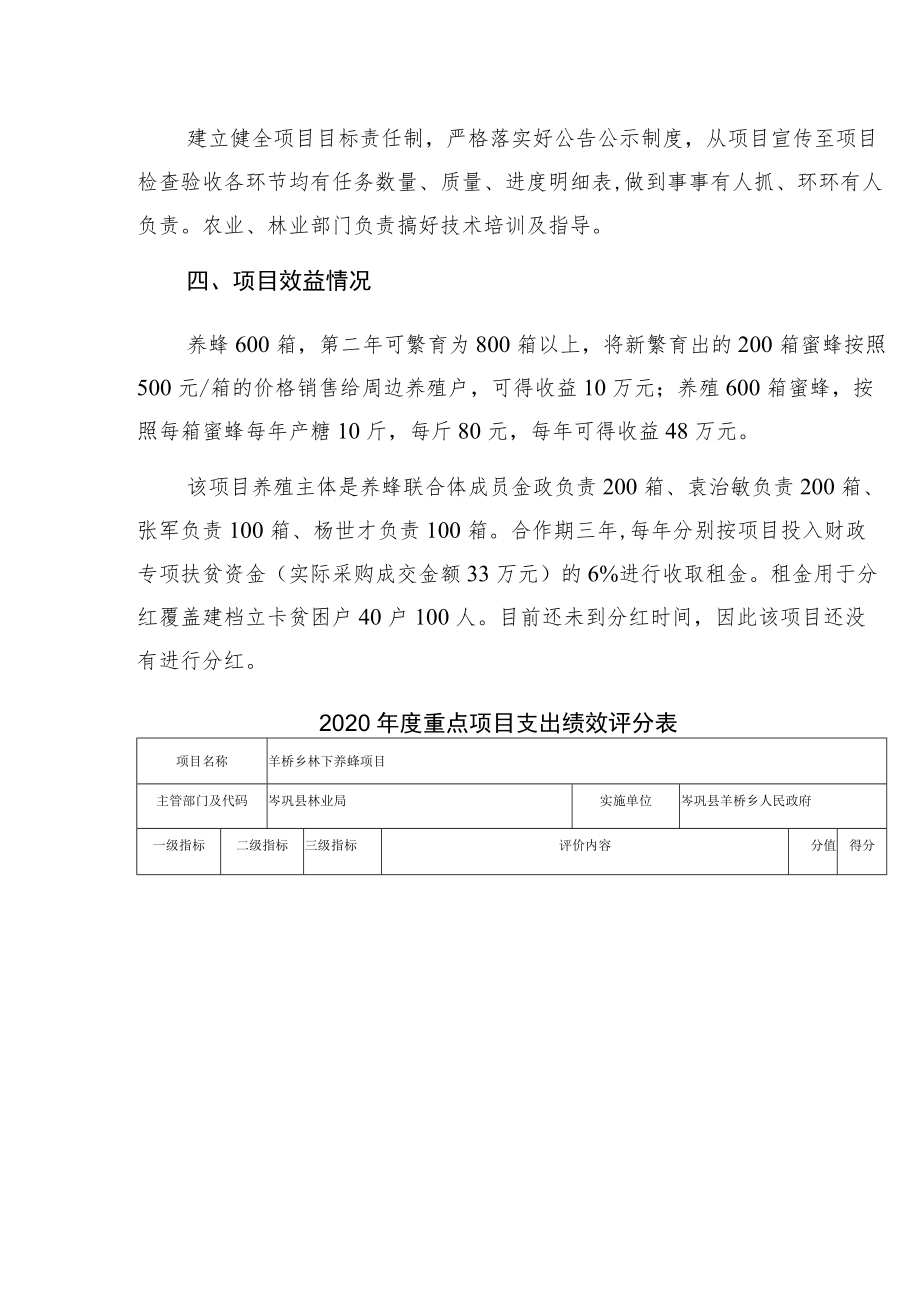 羊桥乡林下养蜂重点项目绩效评价报告.docx_第2页