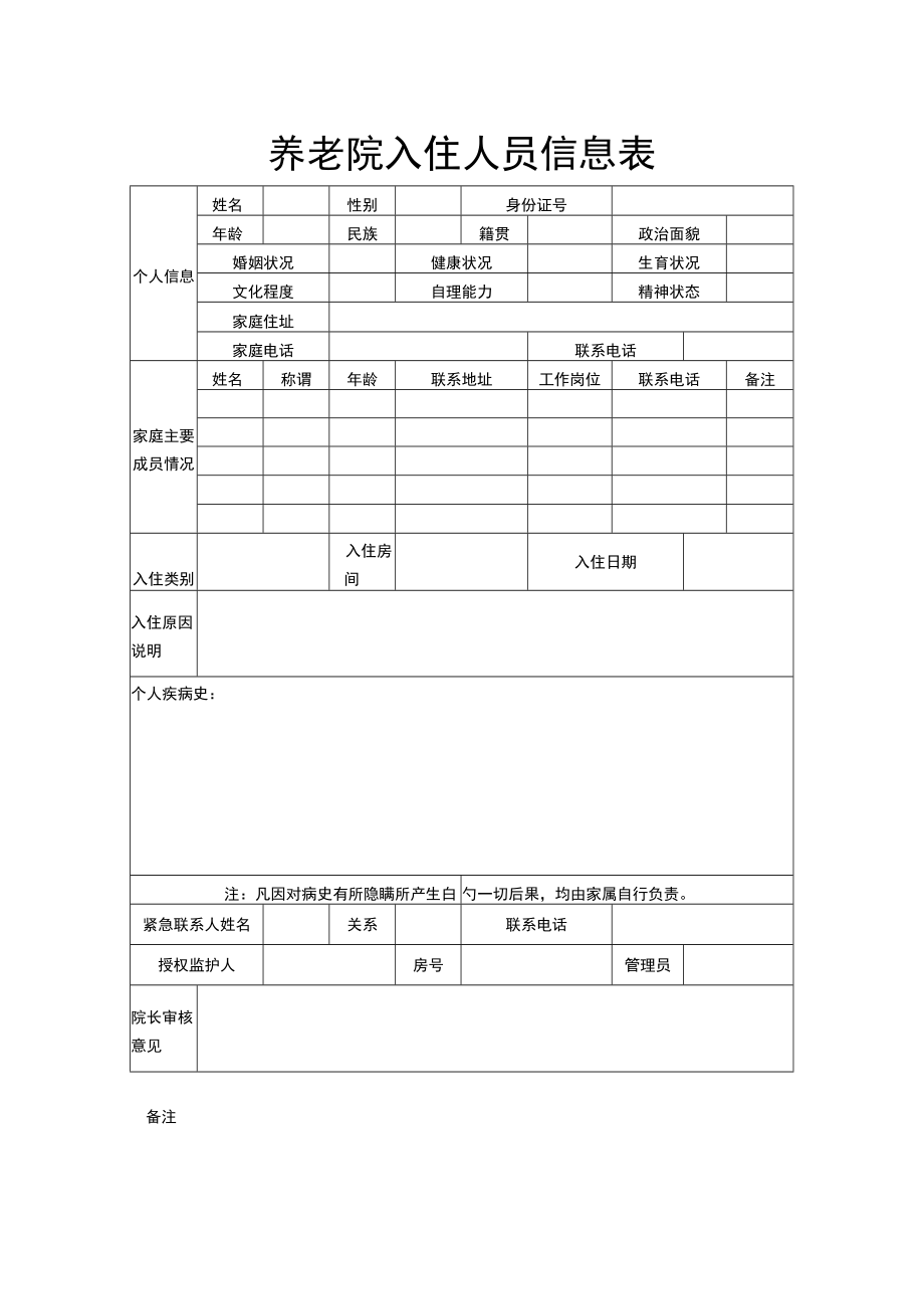 养老院入住人员信息表.docx_第1页