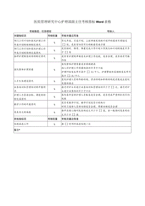 医院管理研究中心护理部副主任考核指标Word表格.docx