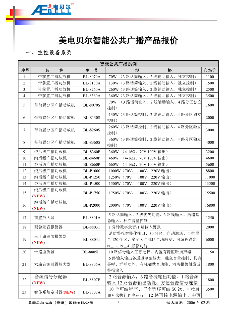 美电贝尔智能公共广播产品报价.docx_第2页