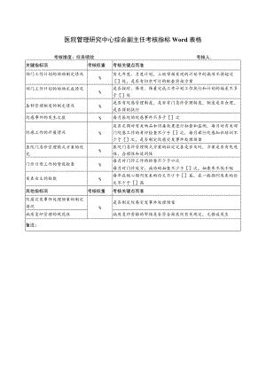 医院管理研究中心综合副主任考核指标Word表格.docx