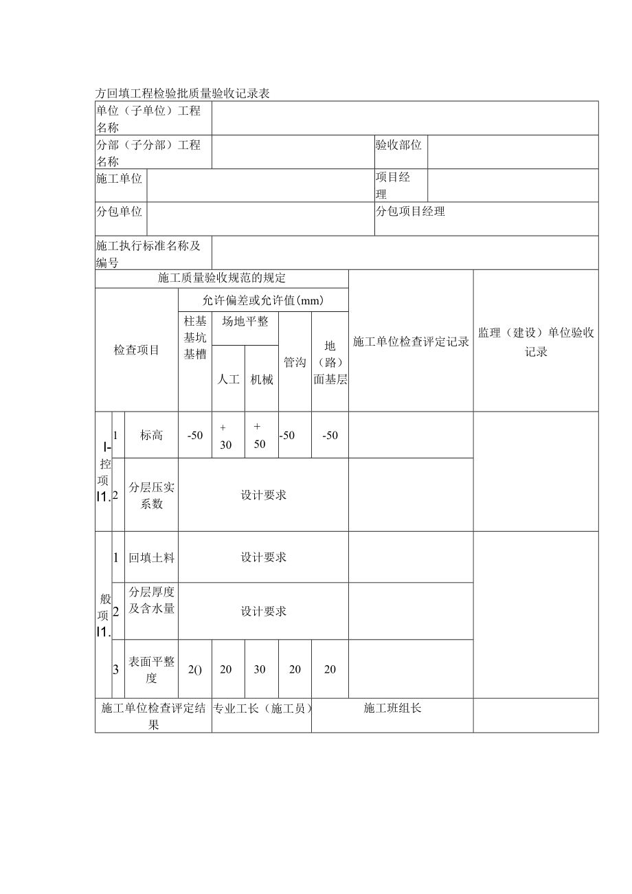 土方回填工程检验批质量验收记录表.docx_第1页