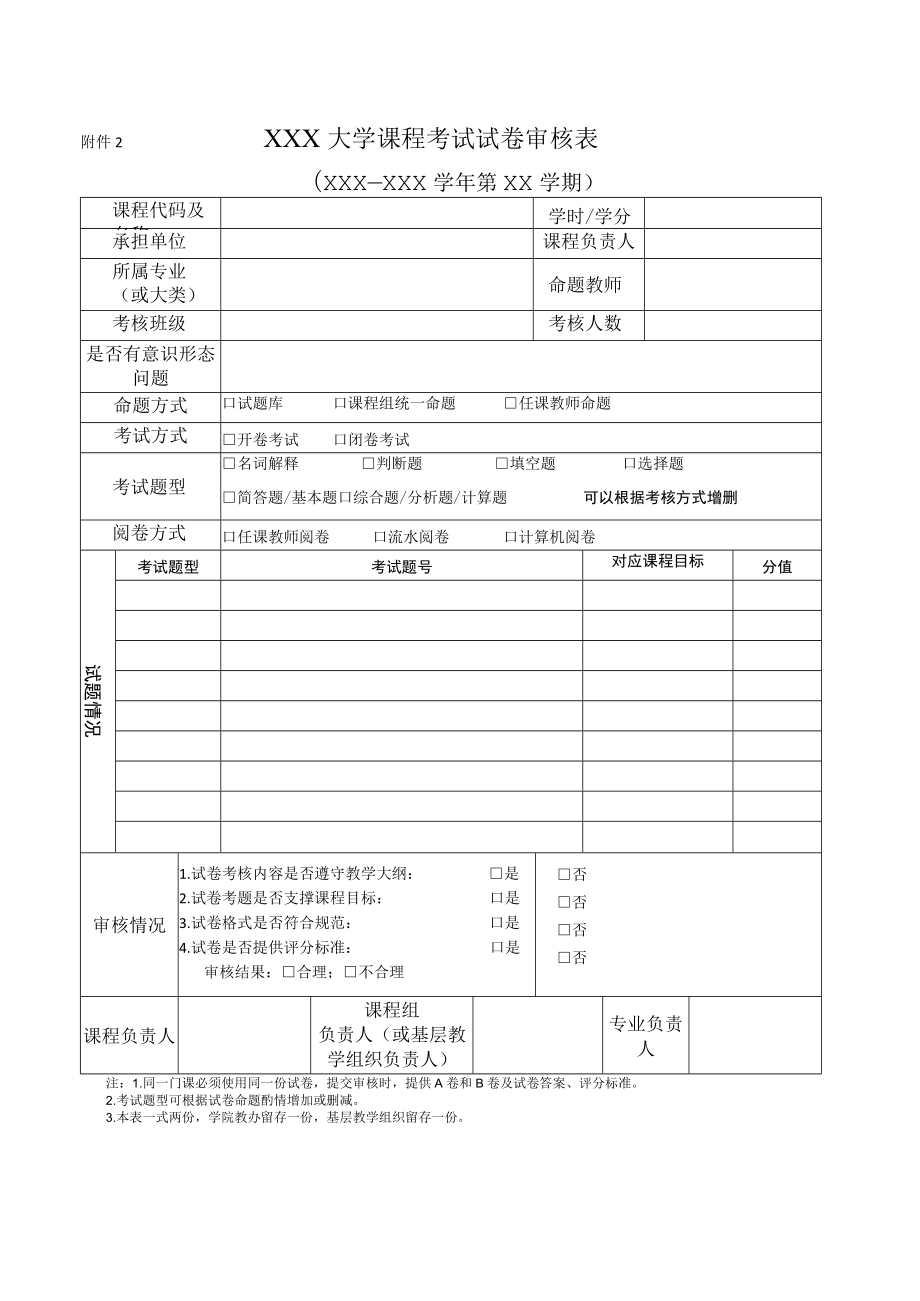 大学课程考试试卷审核表.docx_第1页