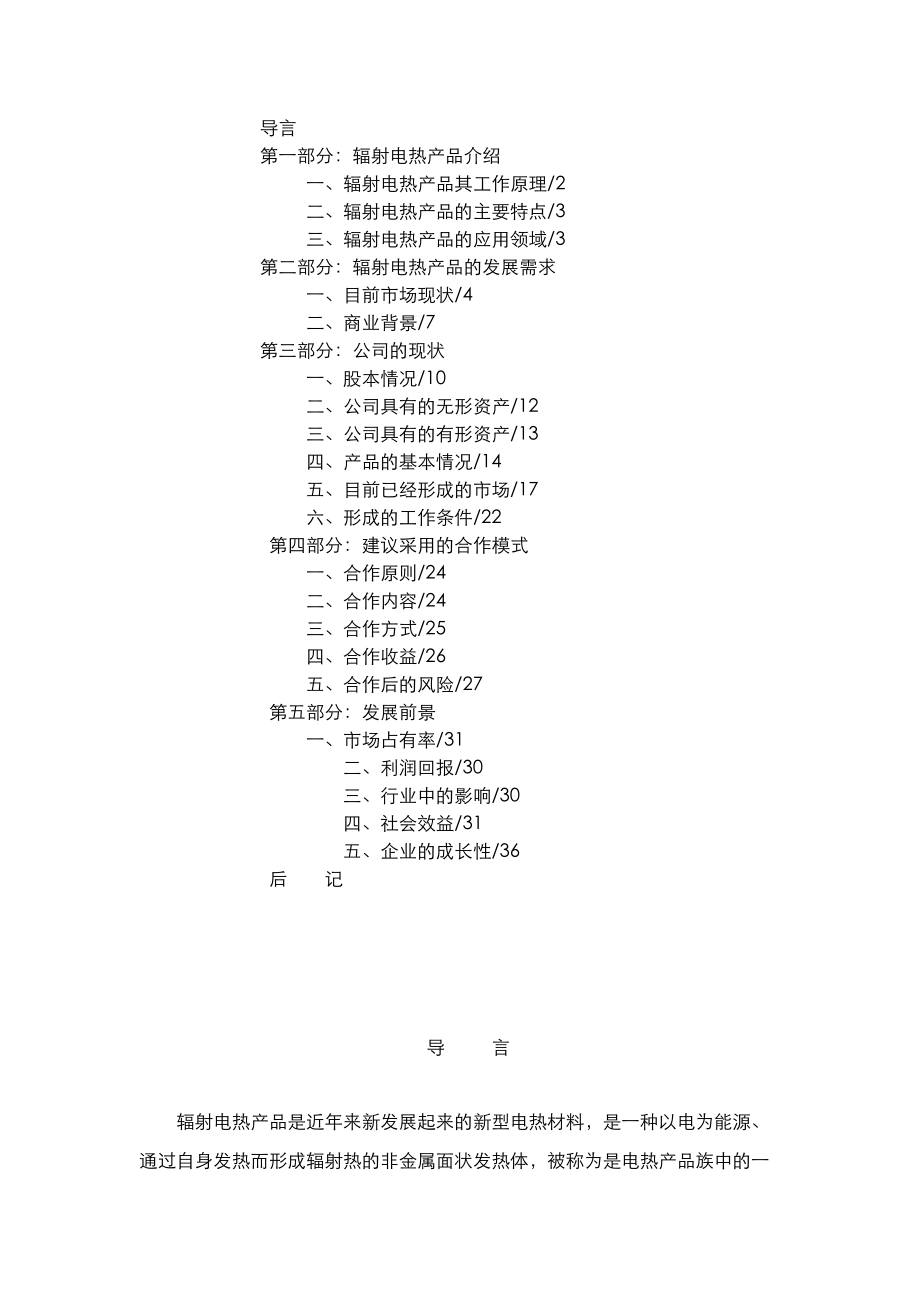 某辐射电热产品商业投资合作计划书.docx_第2页