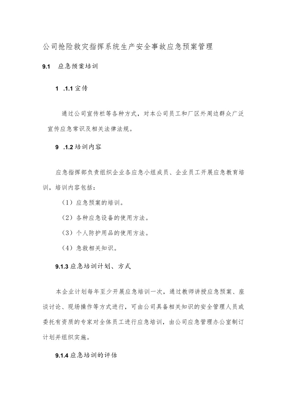 公司抢险救灾指挥系统生产安全事故应急预案管理.docx_第1页