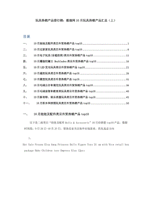 玩具热销产品排行榜敦煌网10月玩具热销产品汇总.docx