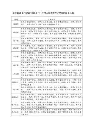 美林街道6月建设“美丽乡村”环境卫生检查考评存在问题汇总表.docx