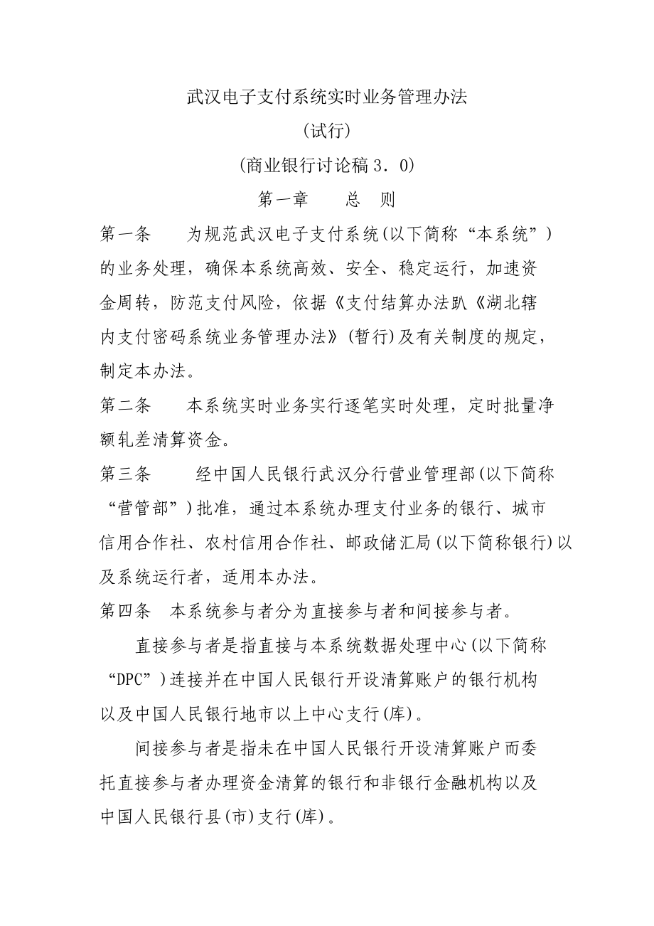 武汉电子支付系统实时业务管理办法(人行).docx_第1页