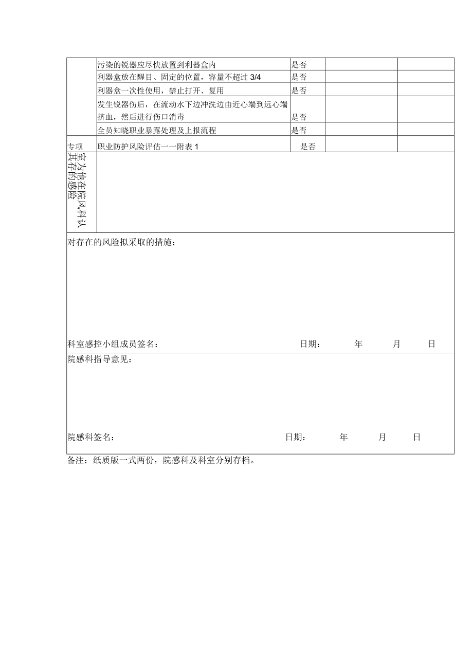 医院感染风险评估表（适用于门诊科室）1-3-16.docx_第3页