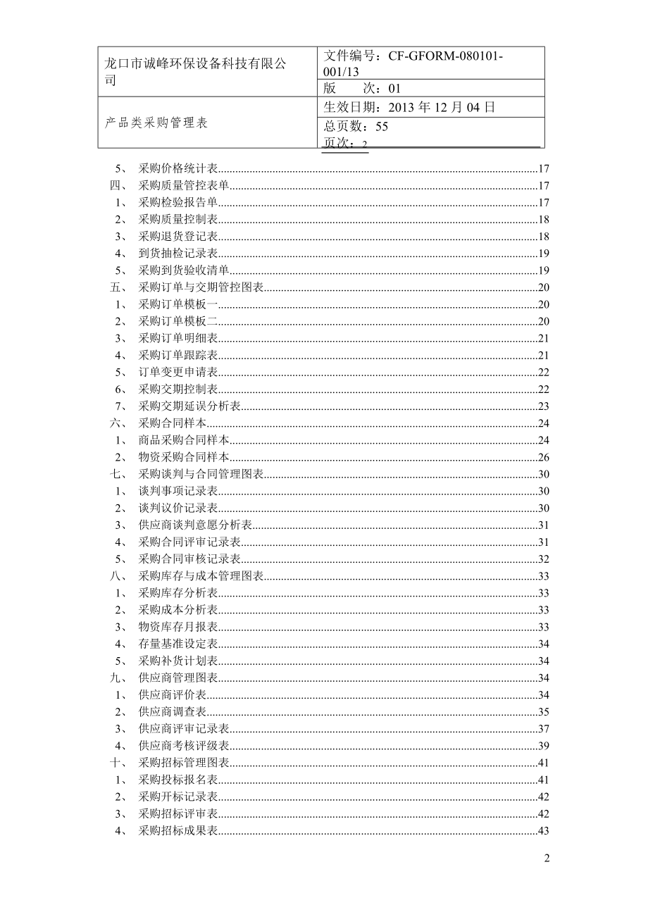 某环保设备科技公司产品类采购管理表.docx_第2页