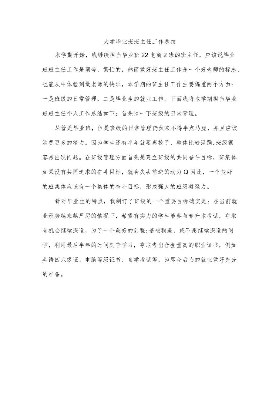 大学毕业班班主任工作总结.docx_第1页