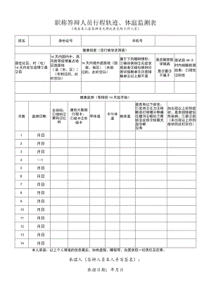 职称答辩人员行程轨迹、体温监测表.docx