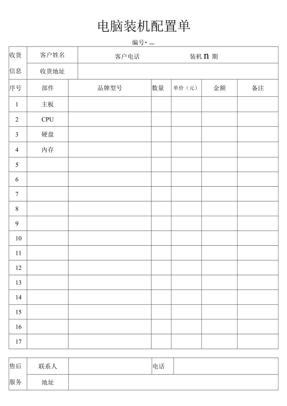 电脑装机配置单.docx_第1页