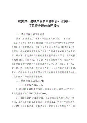 脱贫户、边缘户发展自种自养产业奖补项目资金绩效自评报告.docx