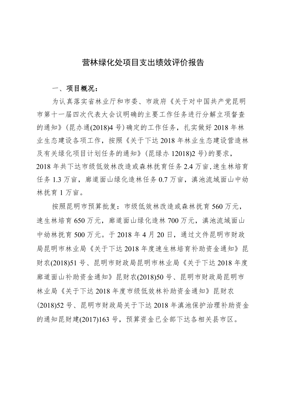 营林绿化处项目支出绩效评价报告.docx_第1页