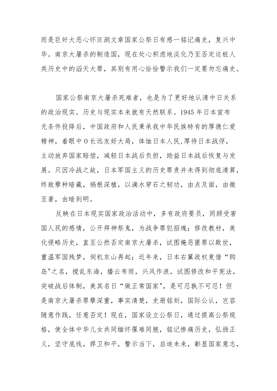南京大屠杀死难者国家公祭日心得体会精选例文.docx_第2页