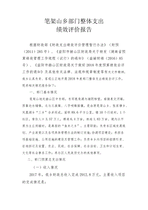 笔架山乡部门整体支出绩效评价报告.docx