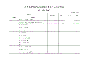 医美整形美容医院开业筹备工作进度计划表.docx