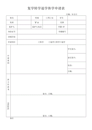 复学转学退学休学申请表.docx