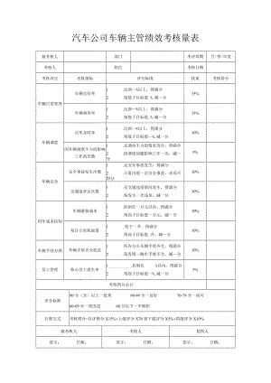 汽车公司车辆主管绩效考核量表.docx