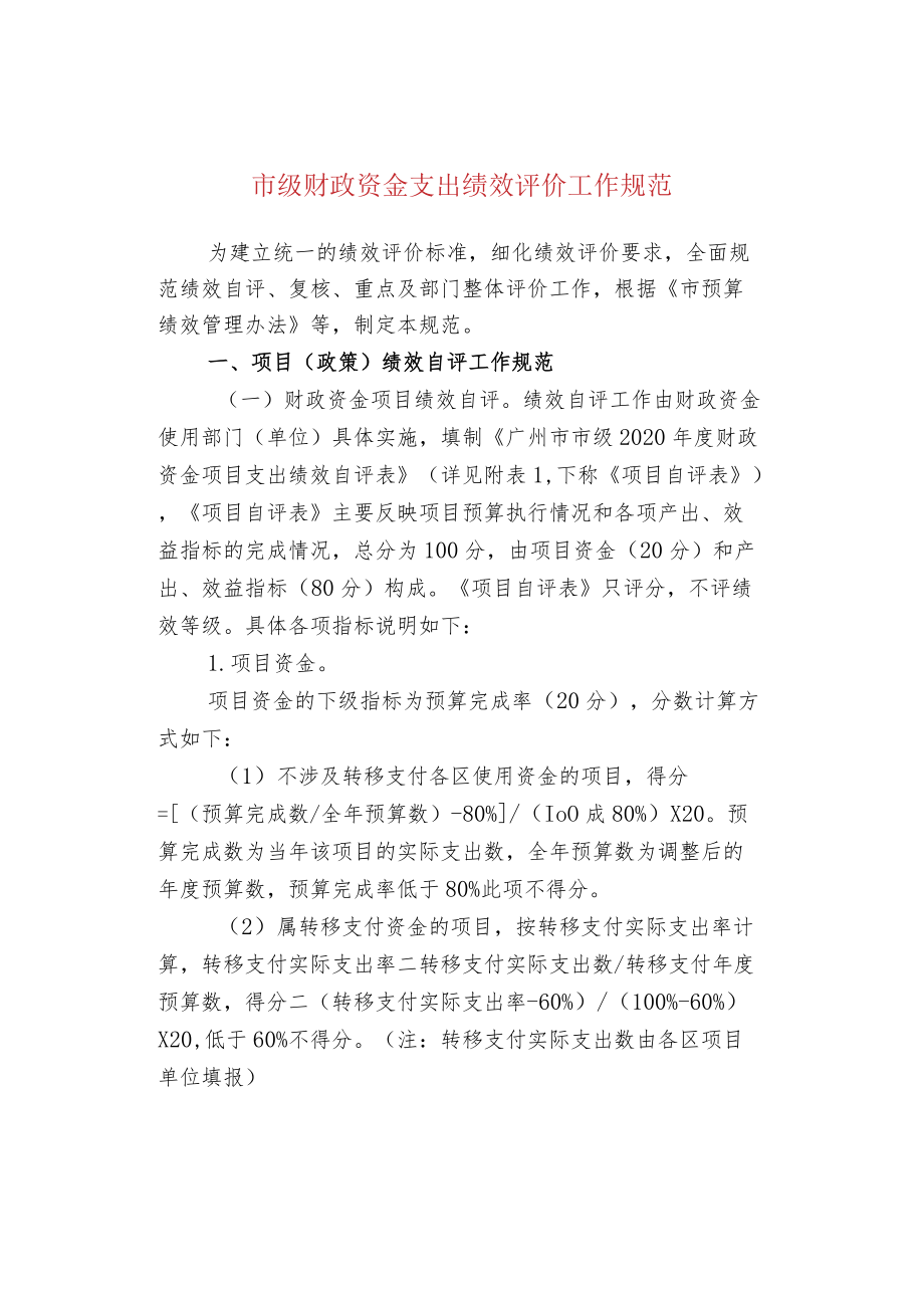 市级财政资金支出绩效评价工作规范.docx_第1页