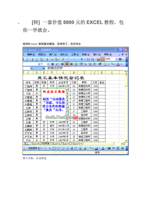 一套价值8800元的EXCEL教程,包你一学就会.docx