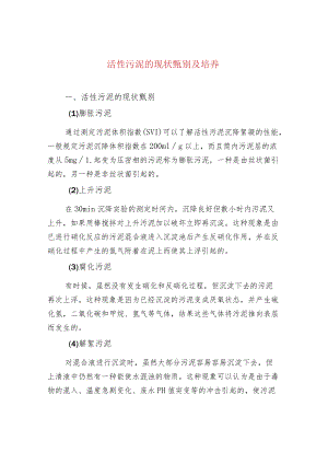 活性污泥的现状甄别及培养.docx