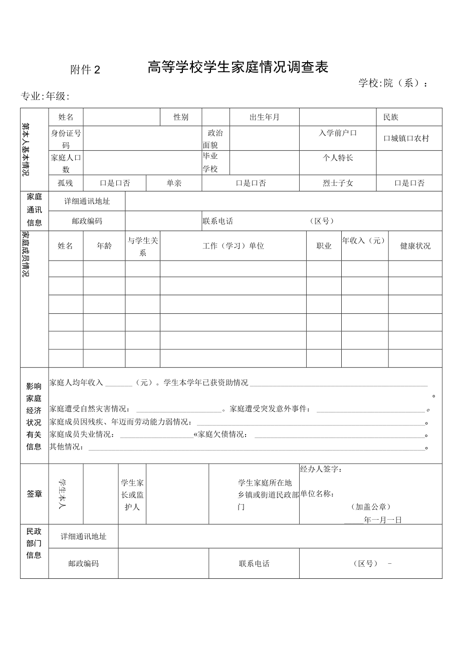 高等学校学生家庭情况调查表.docx_第1页