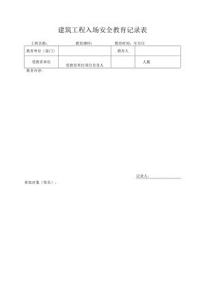 建筑工程入场安全教育记录表.docx