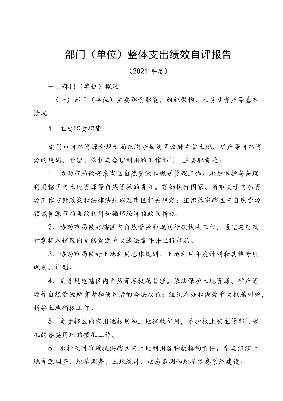 部门单位整体支出绩效自评报告.docx_第1页