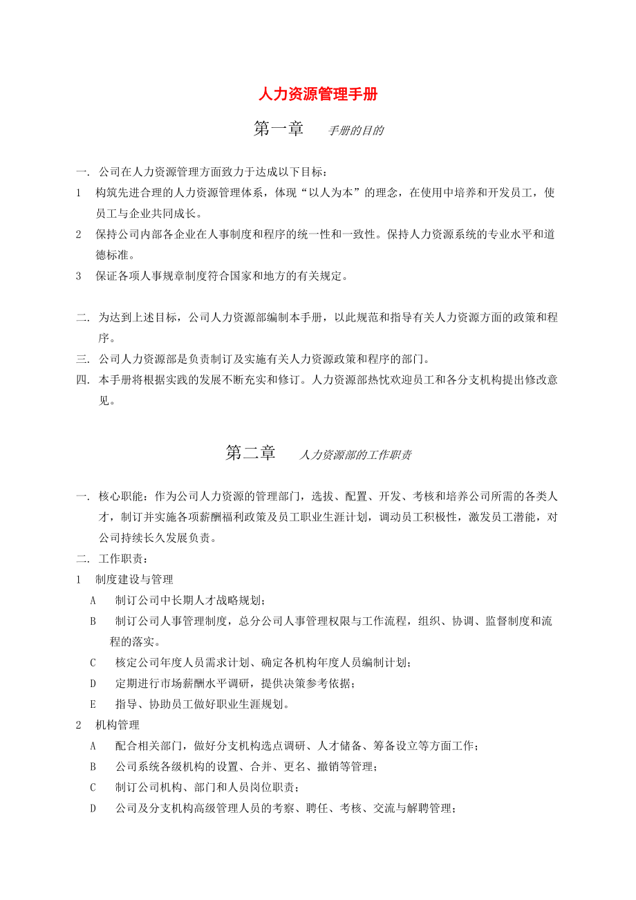 人力资源管理手册.docx_第1页