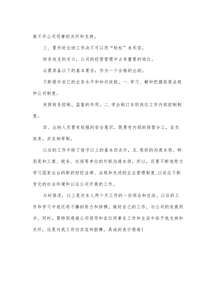 试用期出纳工作总结.docx_第2页