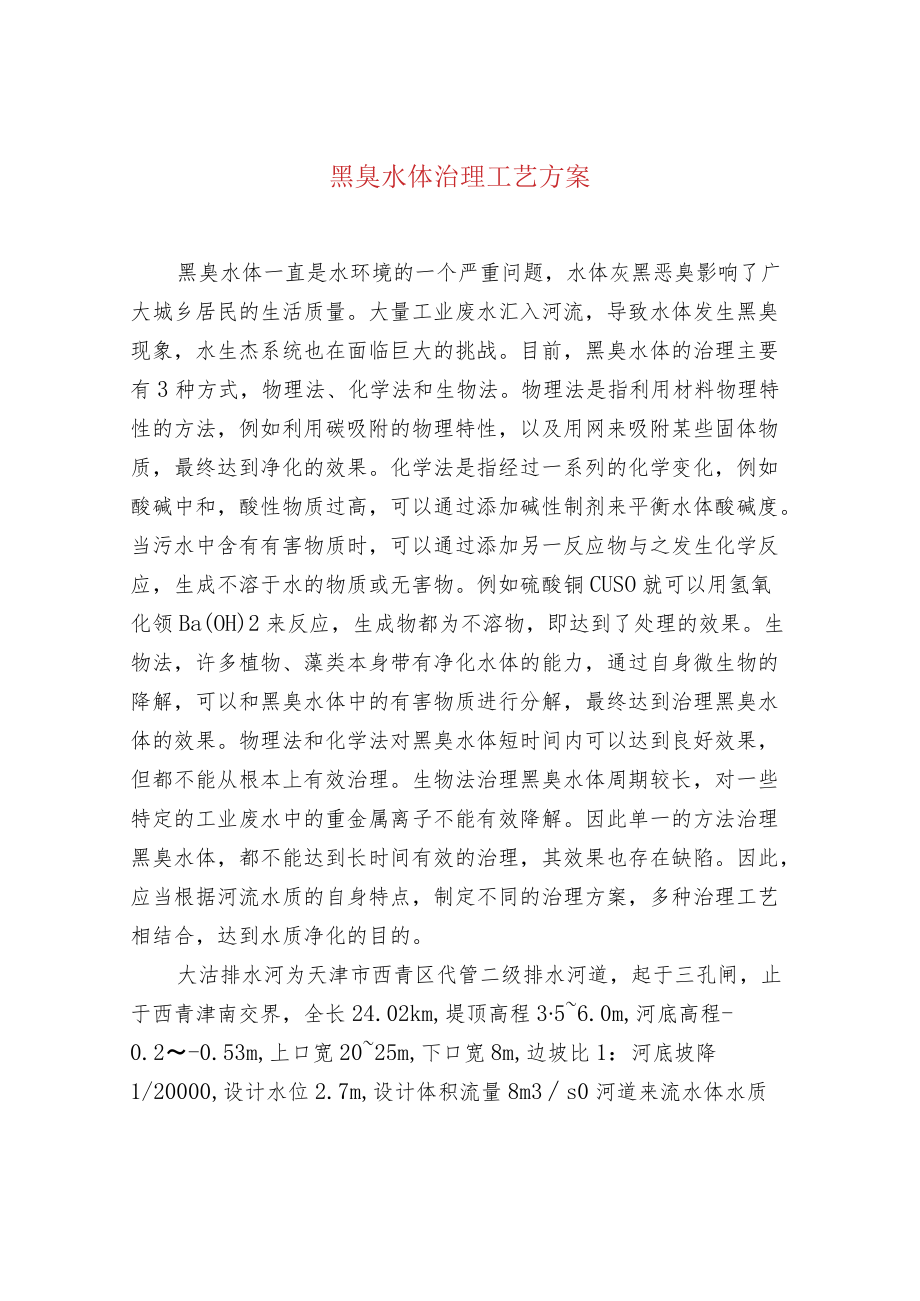 黑臭水体治理工艺方案.docx_第1页