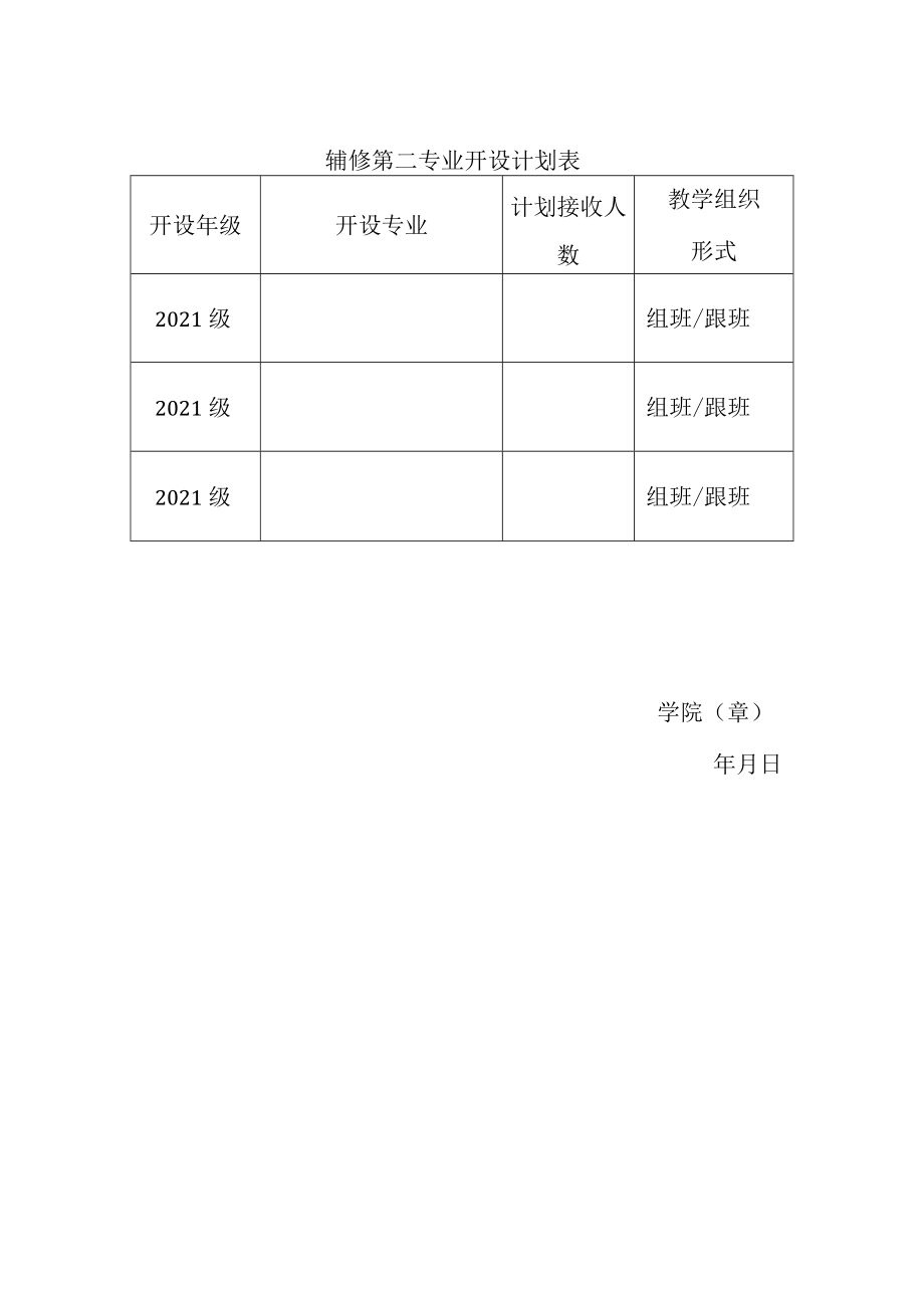 辅修第二专业开设计划表.docx_第1页