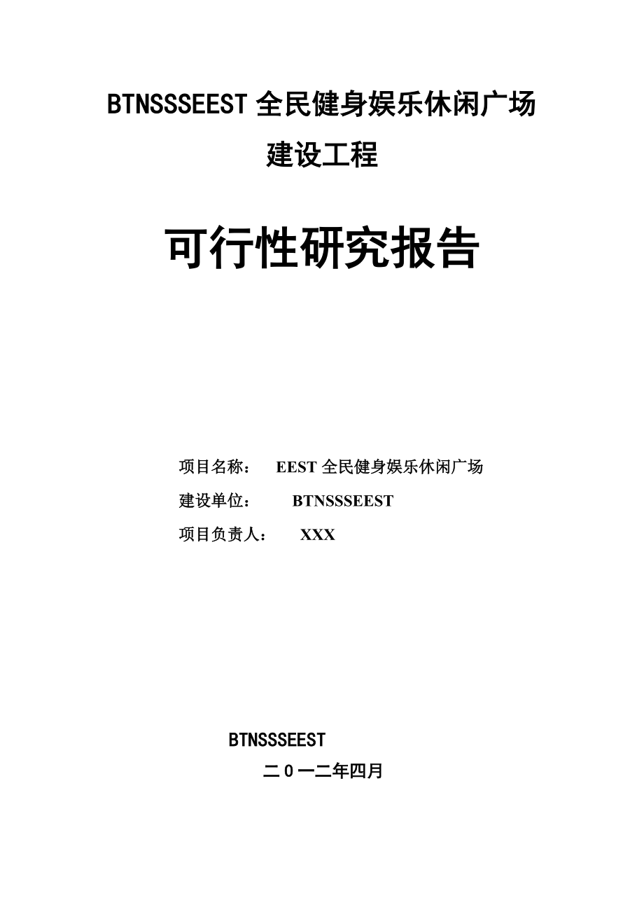 XXS全民健身娱乐休闲广场可行性报告.docx_第1页