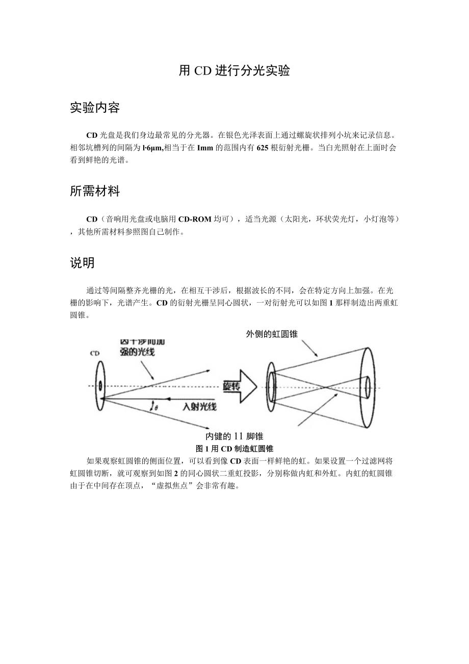 用CD进行分光实验实验内容.docx_第1页