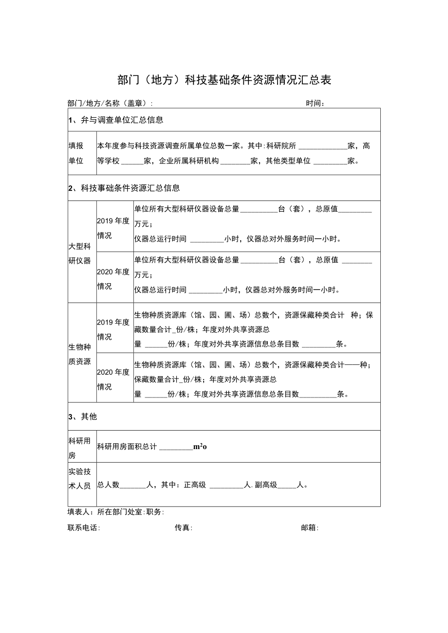 部门地方科技基础条件资源情况汇总表.docx_第1页