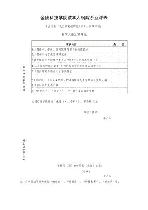 金陵科技学院教学大纲院系互评表.docx