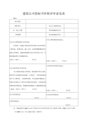 建筑公司投标书审核评审意见表.docx