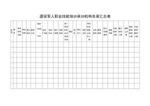 退役军人职业技能培训承训机构名录汇总表.docx