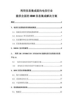 向电信行业提供全面的IBM信息集成解决方案.docx