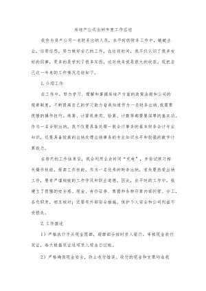 房地产公司出纳年度工作总结.docx