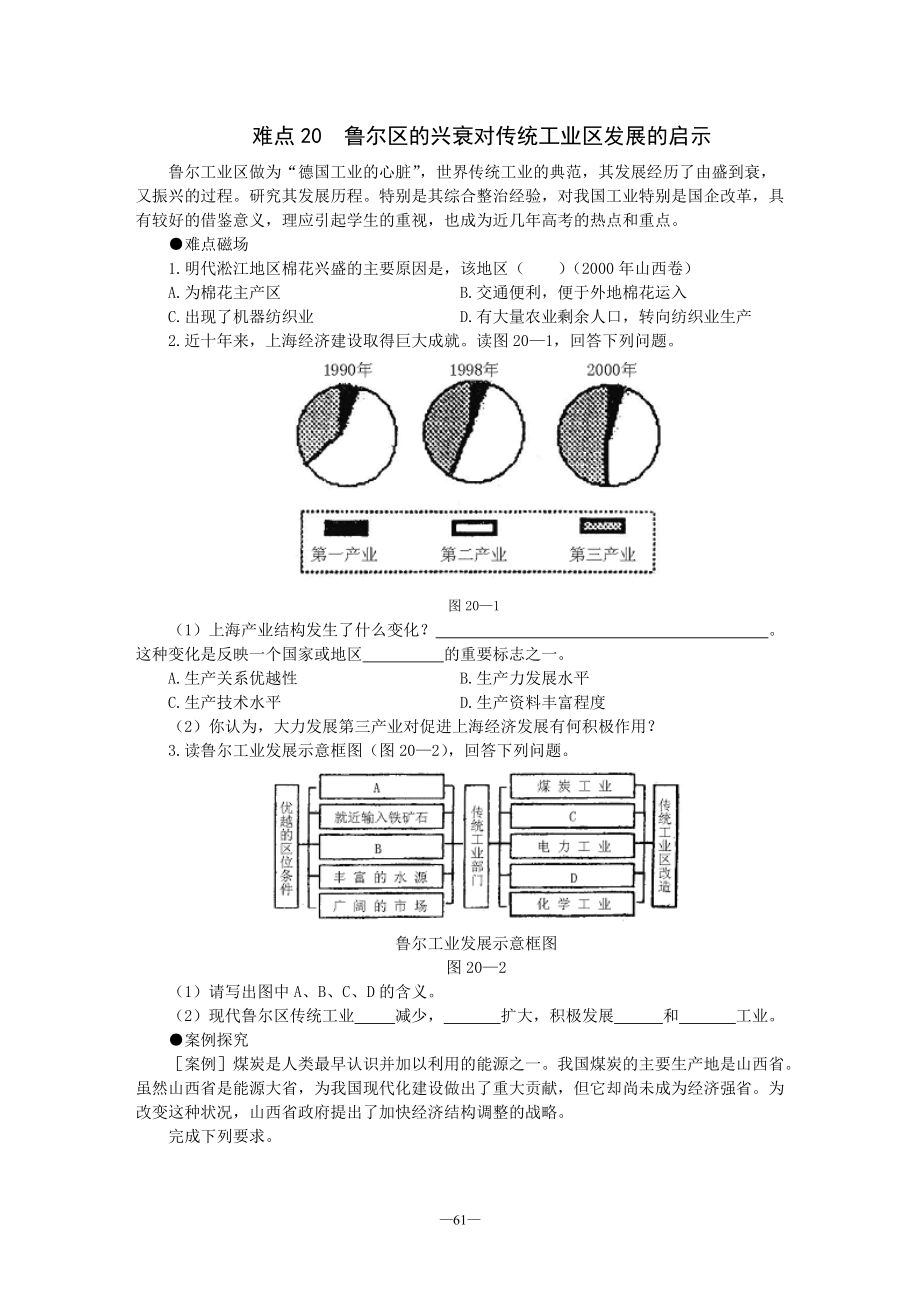 难点20鲁尔区的兴衰对传统工业区发展的启示.docx_第1页