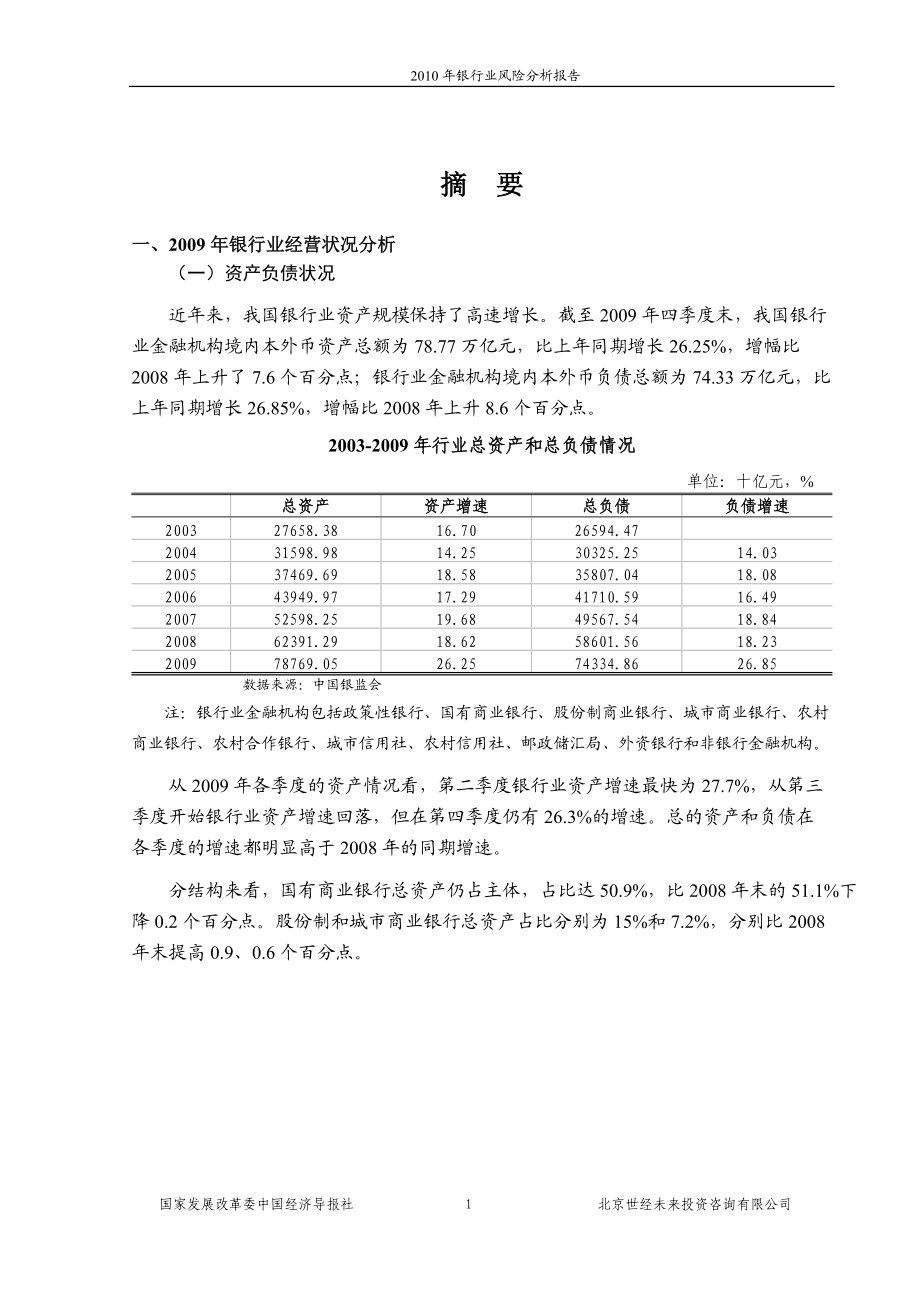 国家发改委版XXXX年银行业风险分析报告.docx_第1页