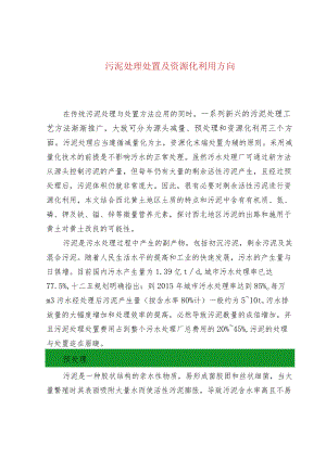 水处理--污泥处理处置及资源化利用方向.docx