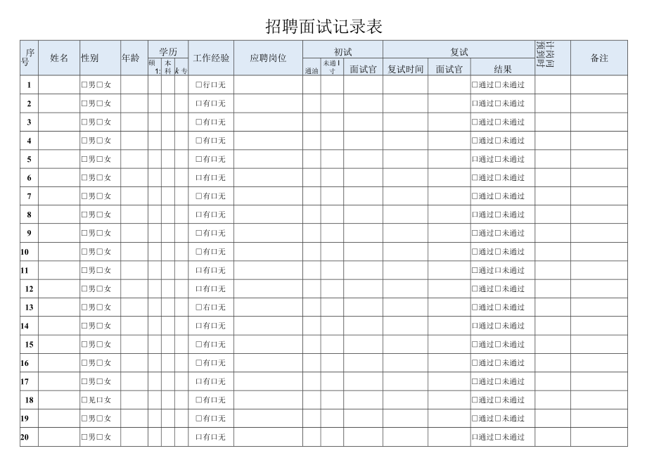 招聘面试记录表.docx_第1页