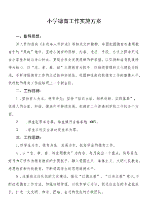 最新小学德育工作实施方案精选范本集锦.docx