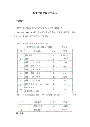 地下厂房工程施工总结.docx