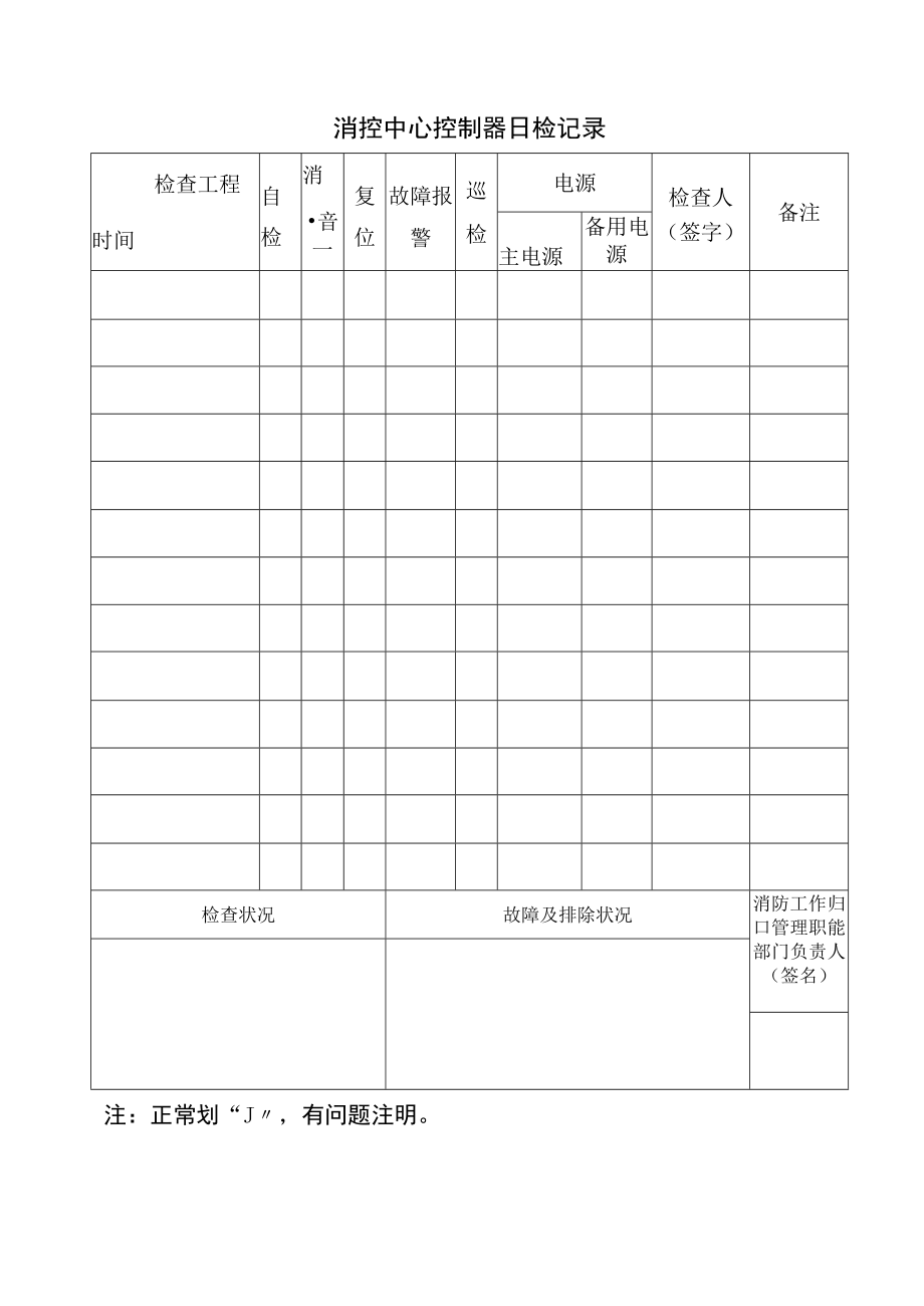 消防控制室有关检查记录表.docx_第1页