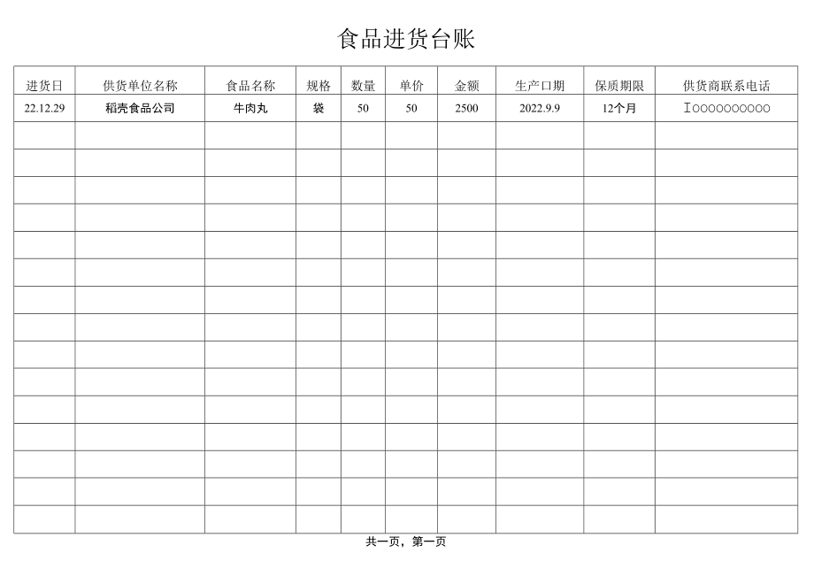 食品进货台账.docx_第1页